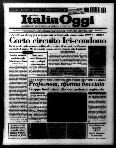 Italia oggi : quotidiano di economia finanza e politica